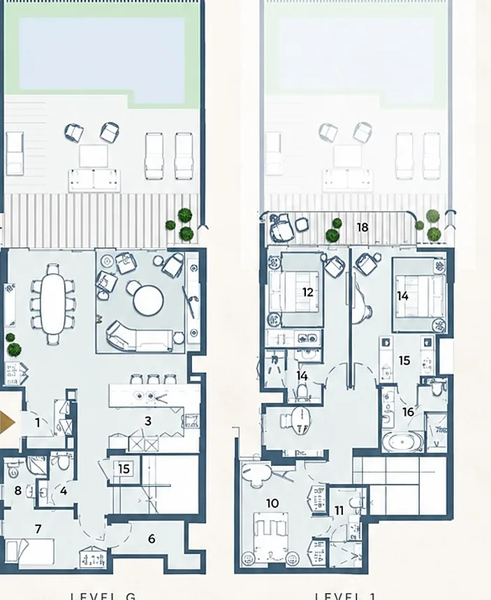 Indicative floor plan, TH Type 1, two levels