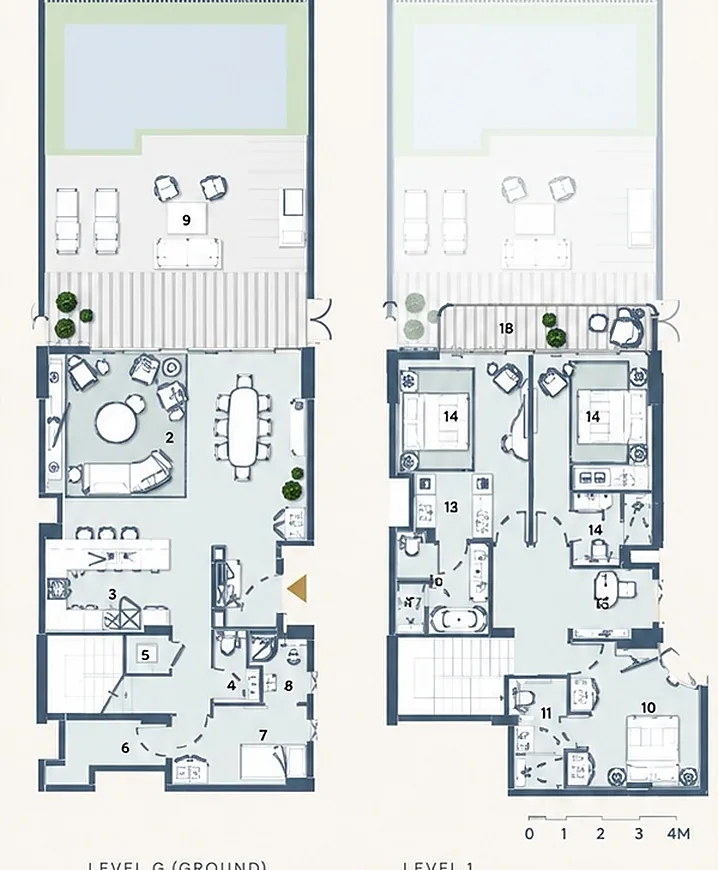 Indicative floor plan, TH Type 1-M, two levels